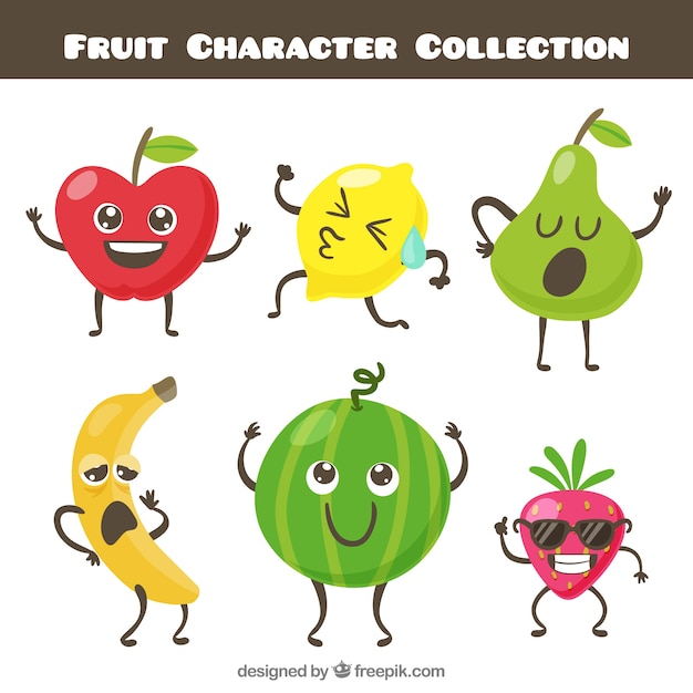 Коллекция забавных персонажей фруктов