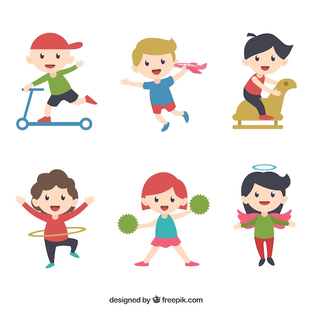 Free vector collection of funny kids playing