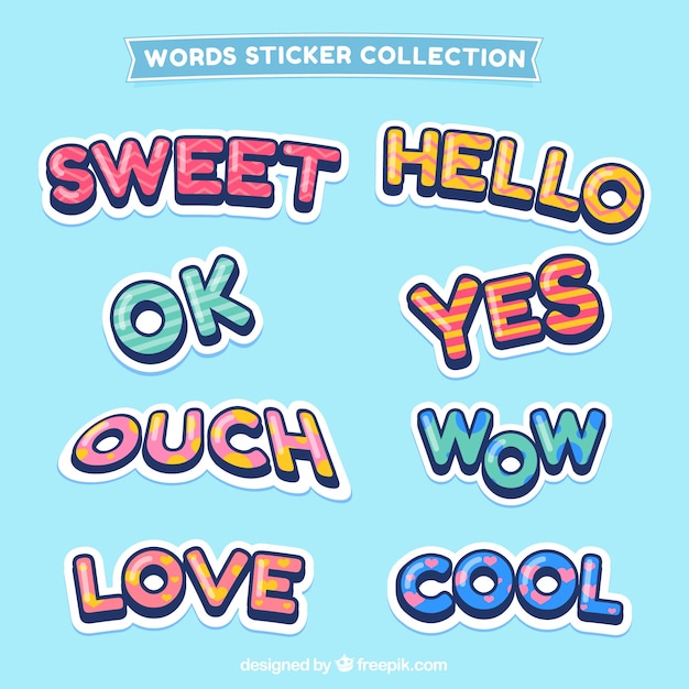 Collection of funny sticker with words