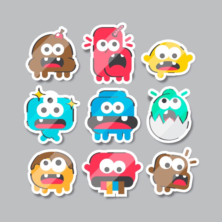 मुफ़्त वेक्टर collection of funny stickers hand drawn