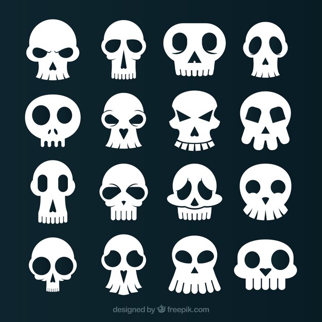 Collection of funny white skulls