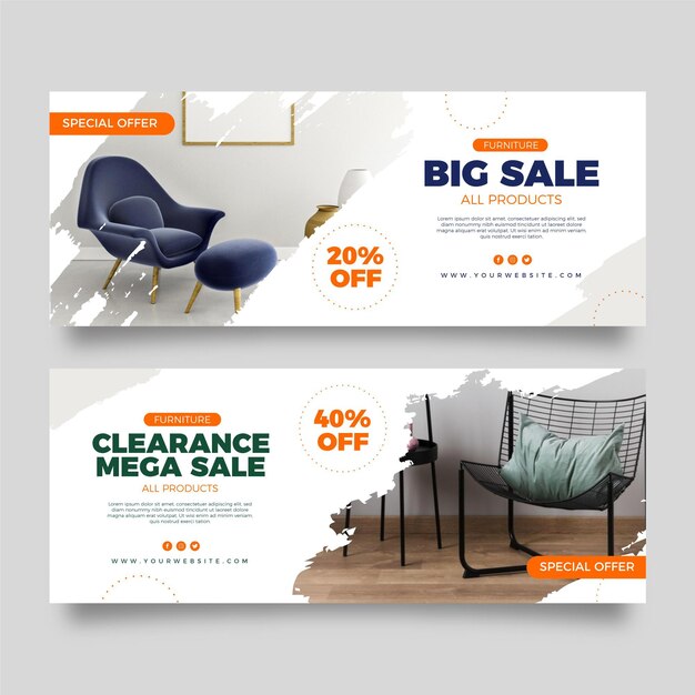 Collection of furniture sales banners