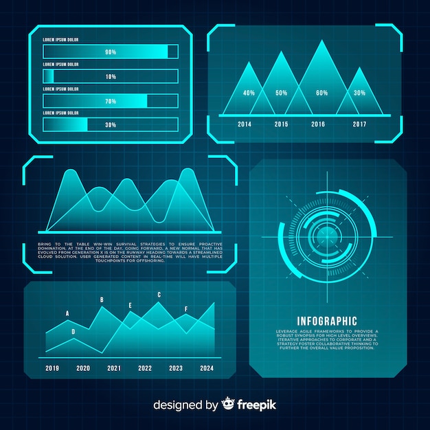 Free vector collection of futuristic infographic elements