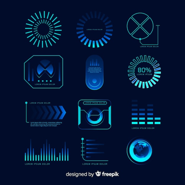 Free vector collection of futuristic infographic elements