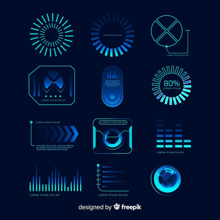 Free Vector collection of futuristic infographic elements