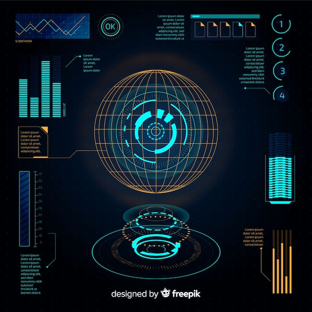 Free vector collection of futuristic infographic elements