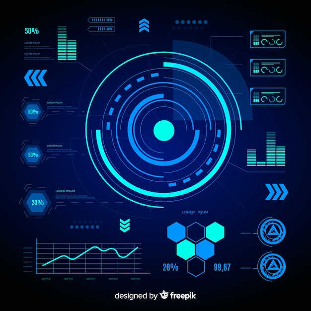 Free vector collection of futuristic infographic elements