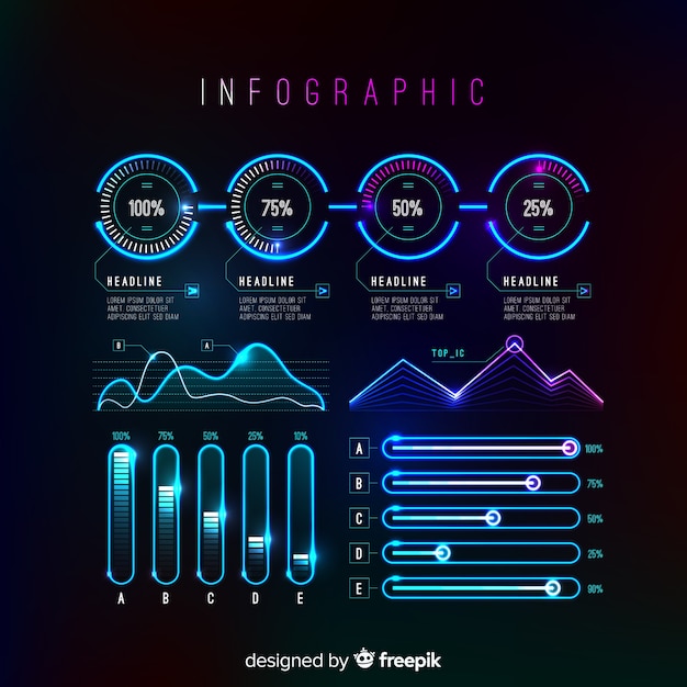 Free vector collection of futuristic infographic elements