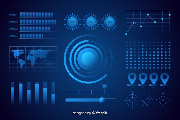 Free vector collection of futuristic infographic elements