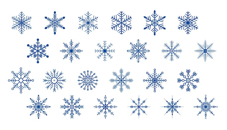 Free Vector collection of geometric christmas snow flake ornaments for winter holiday
