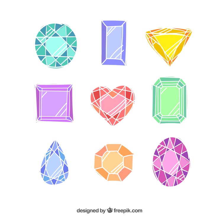Free Vector collection of geometric gemstones