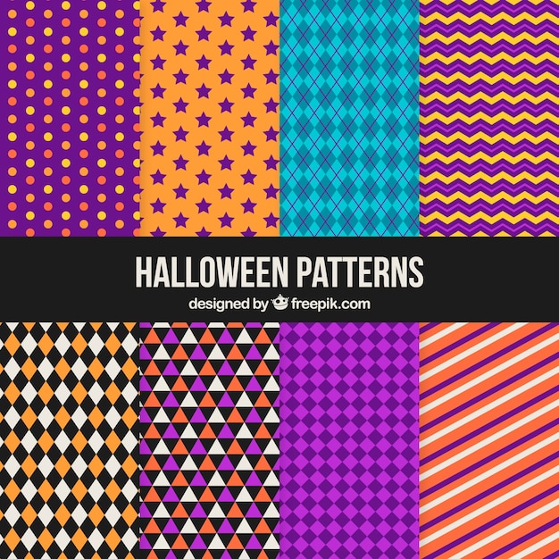 Free vector collection of geometric halloween patterns