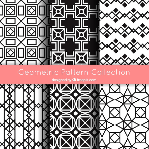 Collection of geometric patterns in black and white