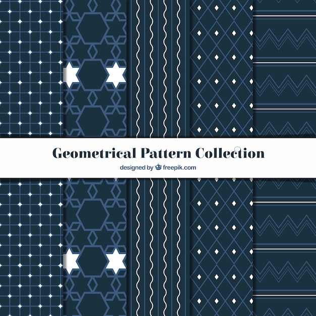 Free vector collection of geometric patterns with white details