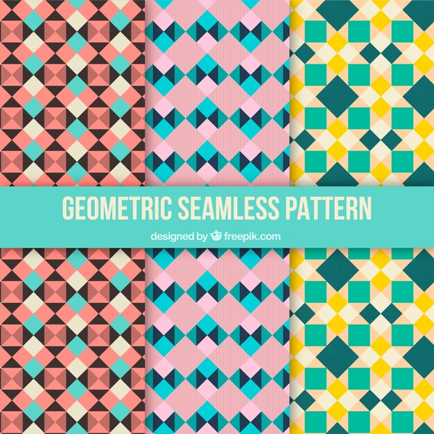 Free vector collection of geometric retro patterns