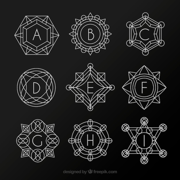 Collection of geometric shapes monograms 