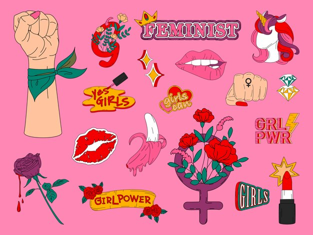 Collection of girl power vectors