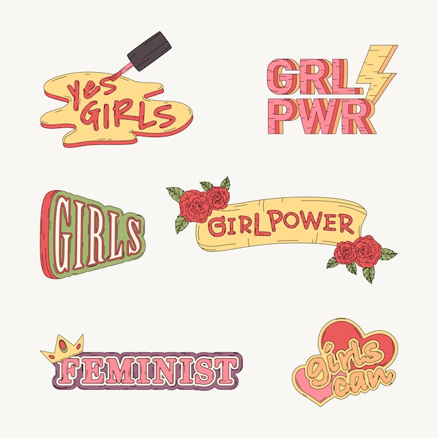 Free vector collection of girl power vectors