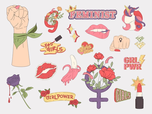 Free vector collection of girl power vectors