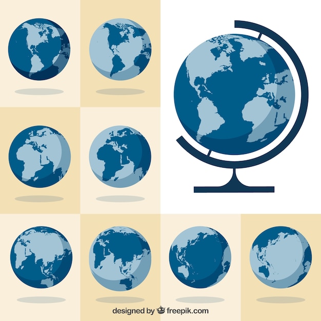 Collection of globes Premium Vector