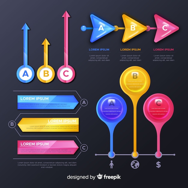 Free Collection of Glossy Infographic Elements Vector Templates for Download