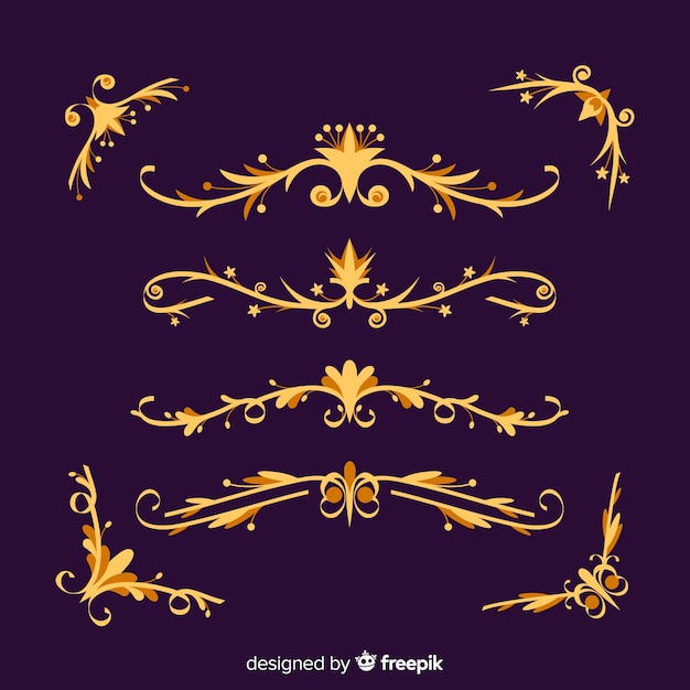 Free vector collection of golden border ornaments