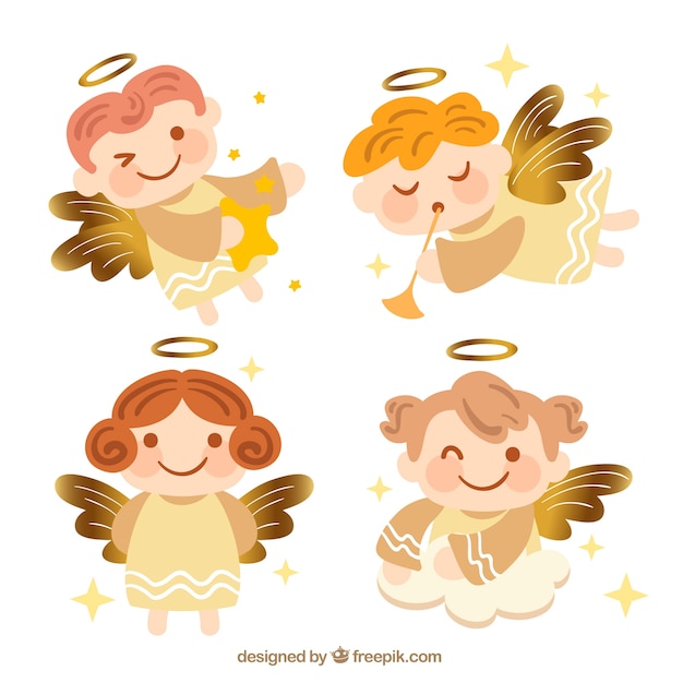 Коллекция золотых рождественских ангелов