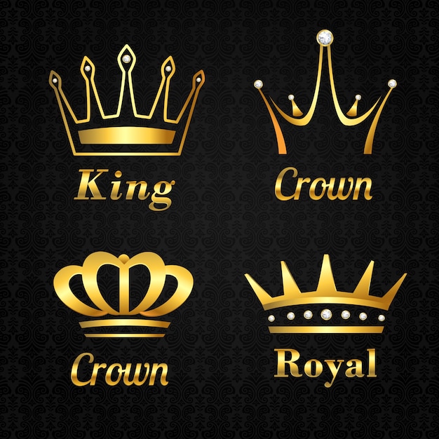 Free vector collection of golden crowns