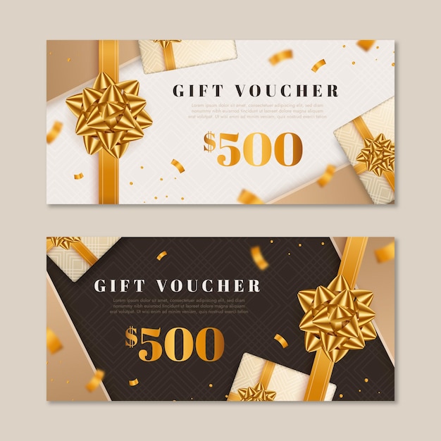 Free vector collection of golden gift vouchers