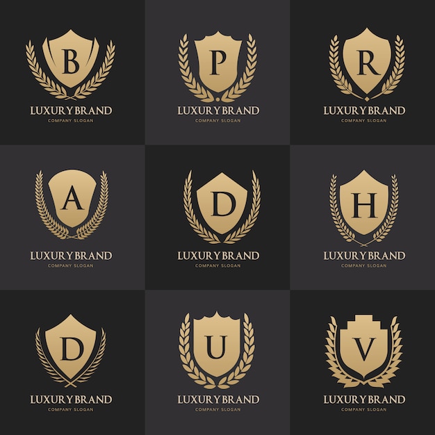 Collection of golden luxury logos