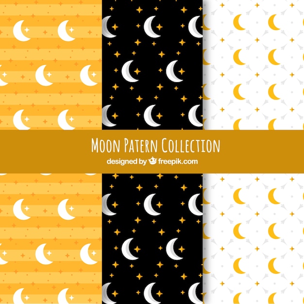 Free vector collection of golden moon patterns