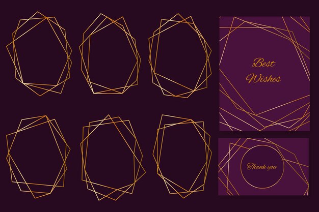 Collection of golden polygonal wedding frames