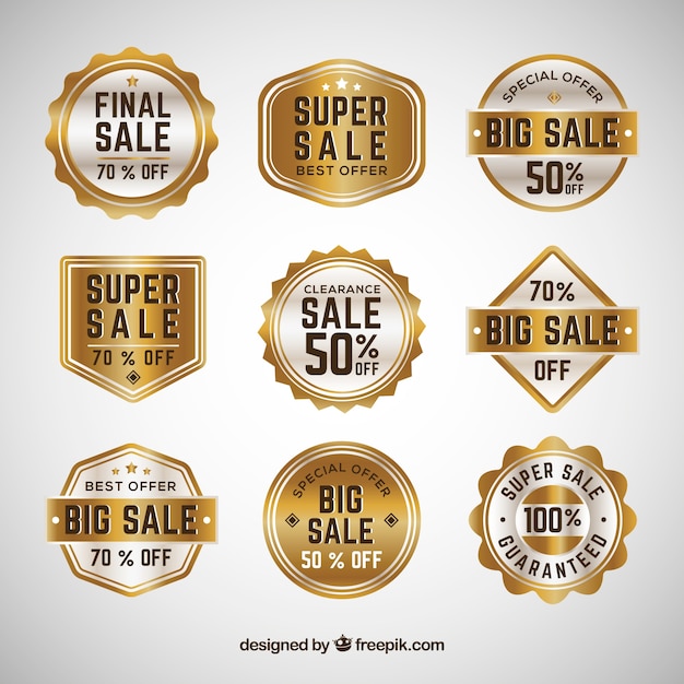 Free vector collection of golden sale sticker