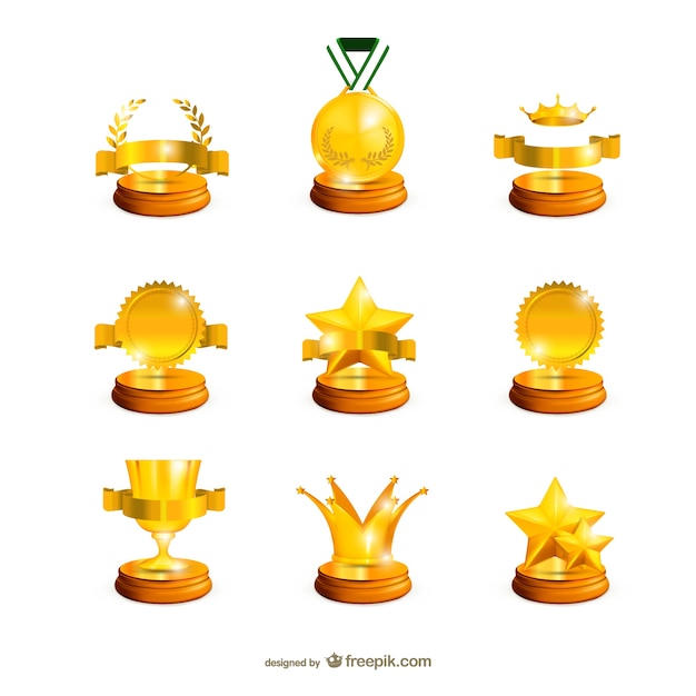 Free vector collection of golden trophies