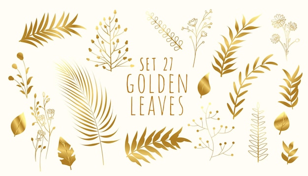 Gold Leaves Decoration Vectors & Illustrations for Free Download