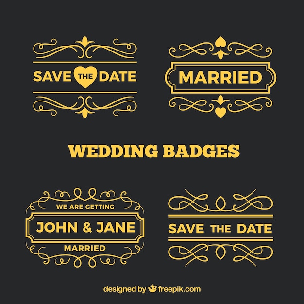 Collection of golden wedding labels