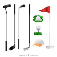 Free vector collection of golf clubs and elements