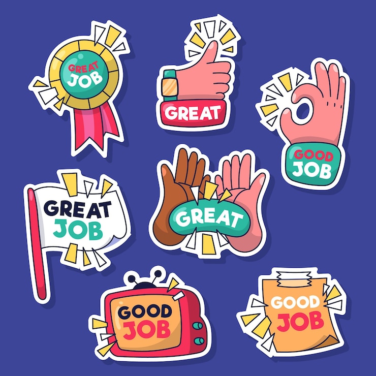Free Vector collection of good job and great job stickers