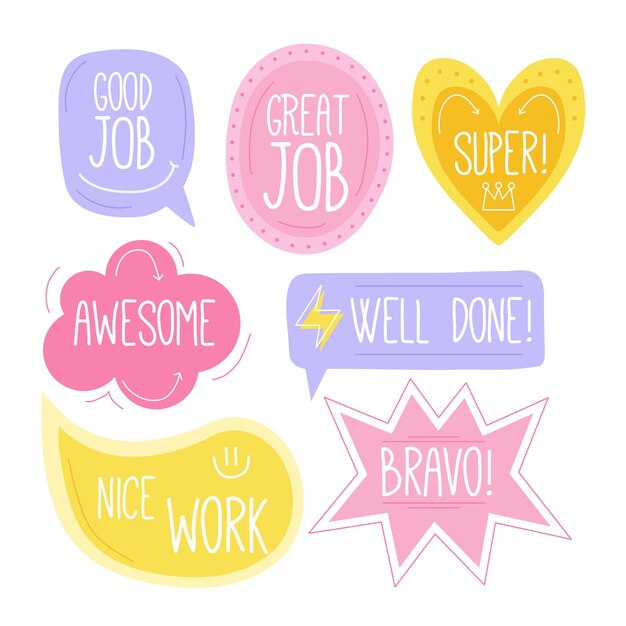 Collection of good job and great job stickers