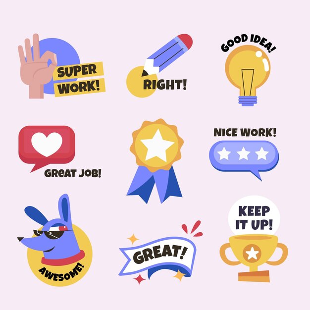 Collection of good job stickers