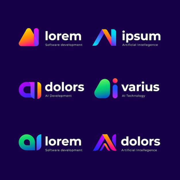 Free vector collection of gradient ai logo templates