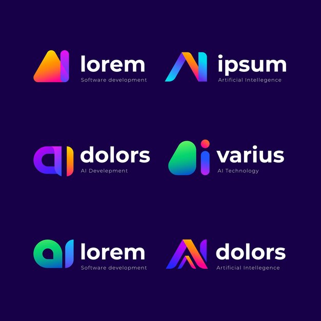Collection of gradient ai logo templates
