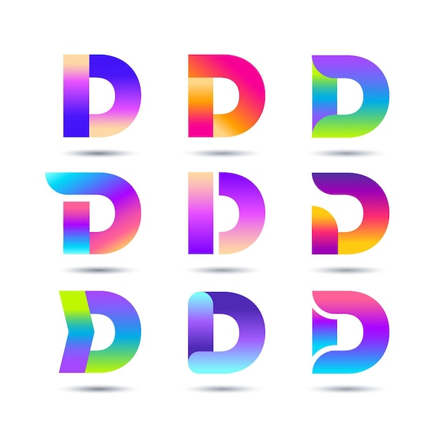 Collection of gradient d logo templates