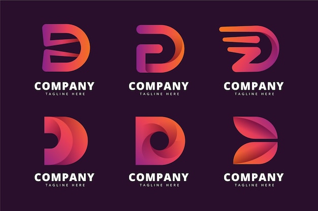 Free vector collection of gradient d logo templates