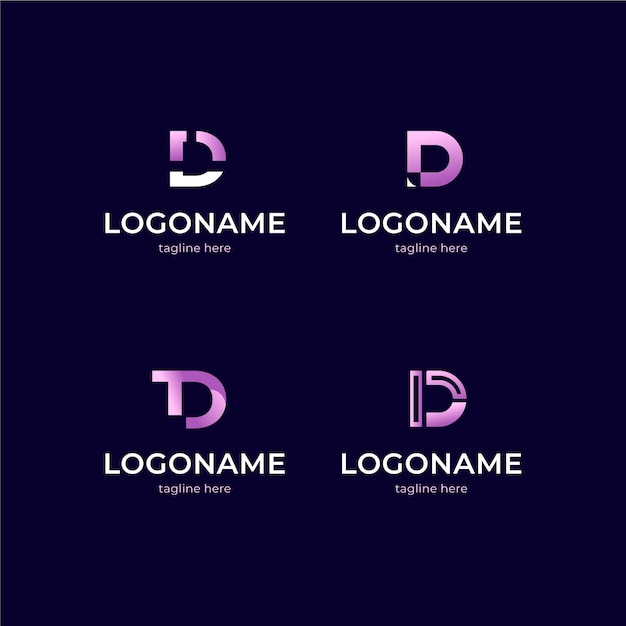 Free vector collection of gradient d logo templates