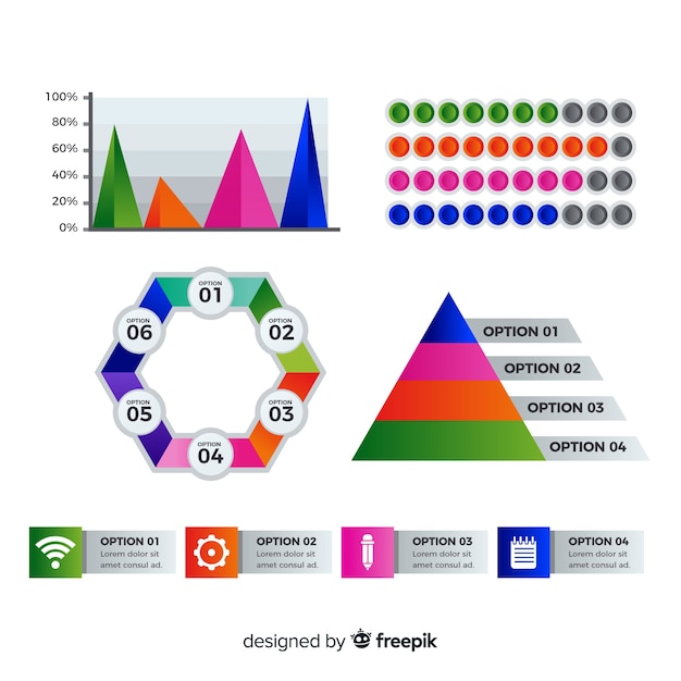 Collection of gradient infographic element