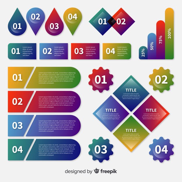 Коллекция градиента инфографики элементов