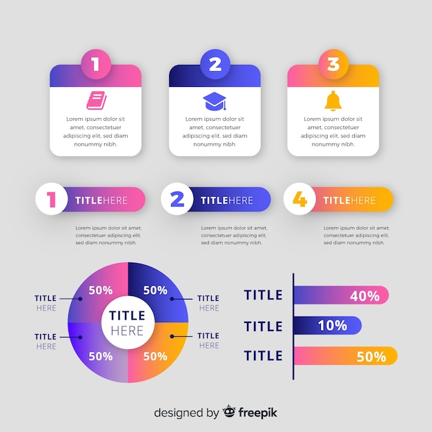 Raccolta di elementi di infografica sfumati