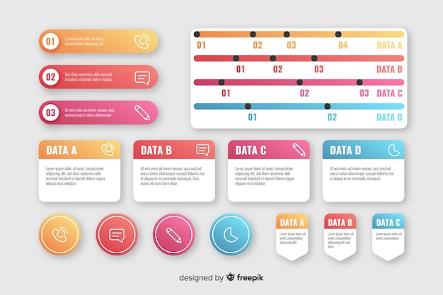 Raccolta di elementi di infografica sfumati