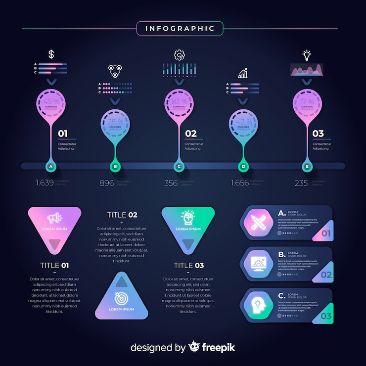 Free Vector collection of gradient infographic elements